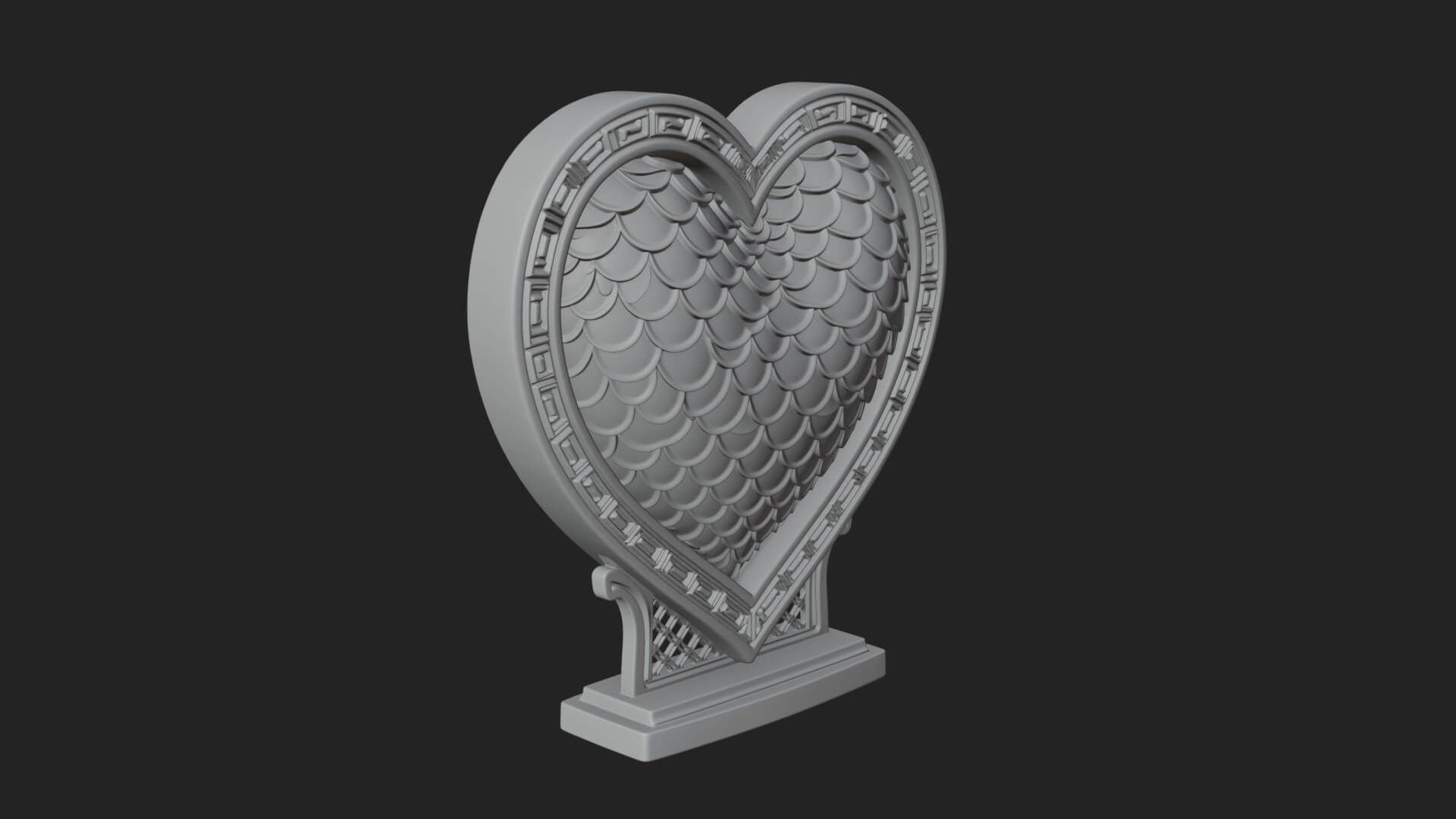 Ornate Framed Heart Plaque Design 187 3D Print Model 3D Model