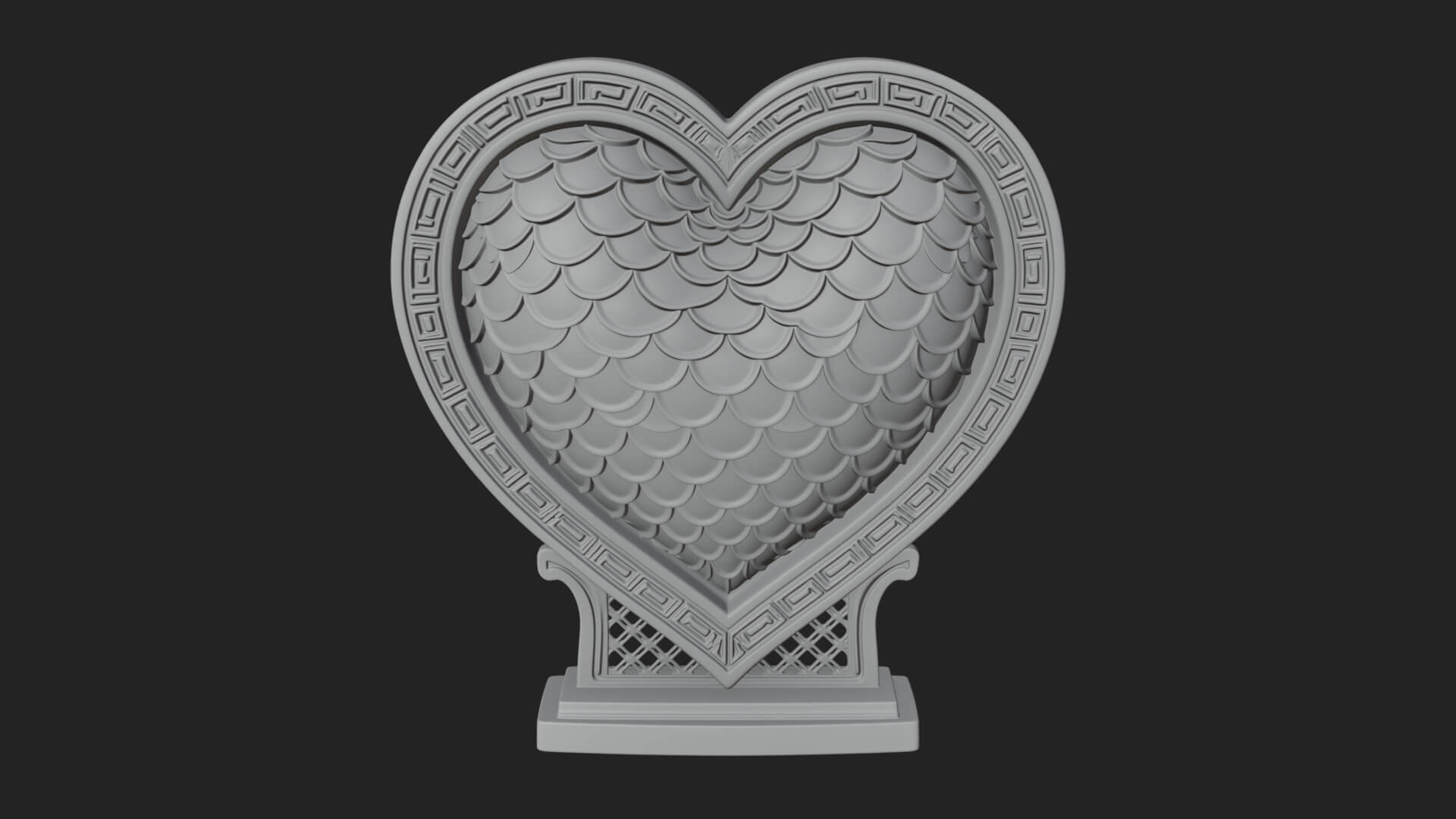 Ornate Framed Heart Plaque Design 187 3D Print Model 3D Model