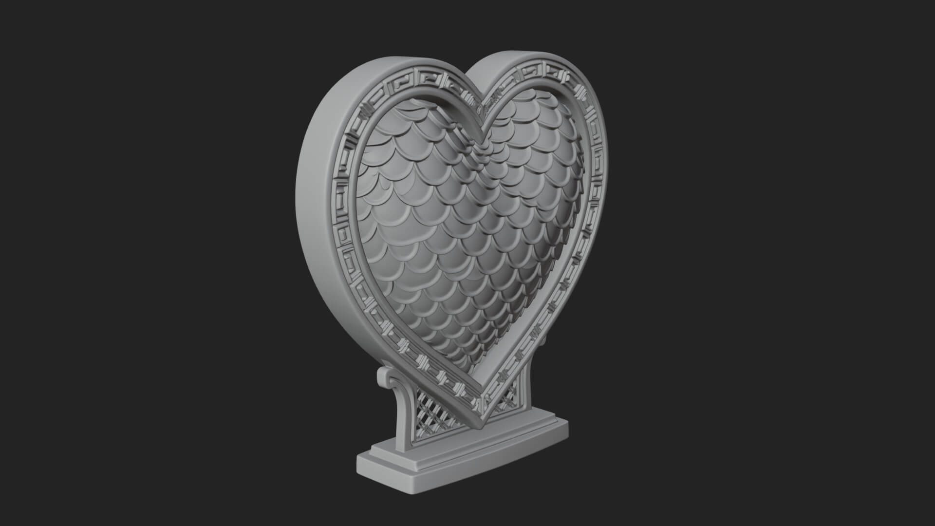 Ornate Framed Heart Plaque Design 187 3D Print Model 3D Model