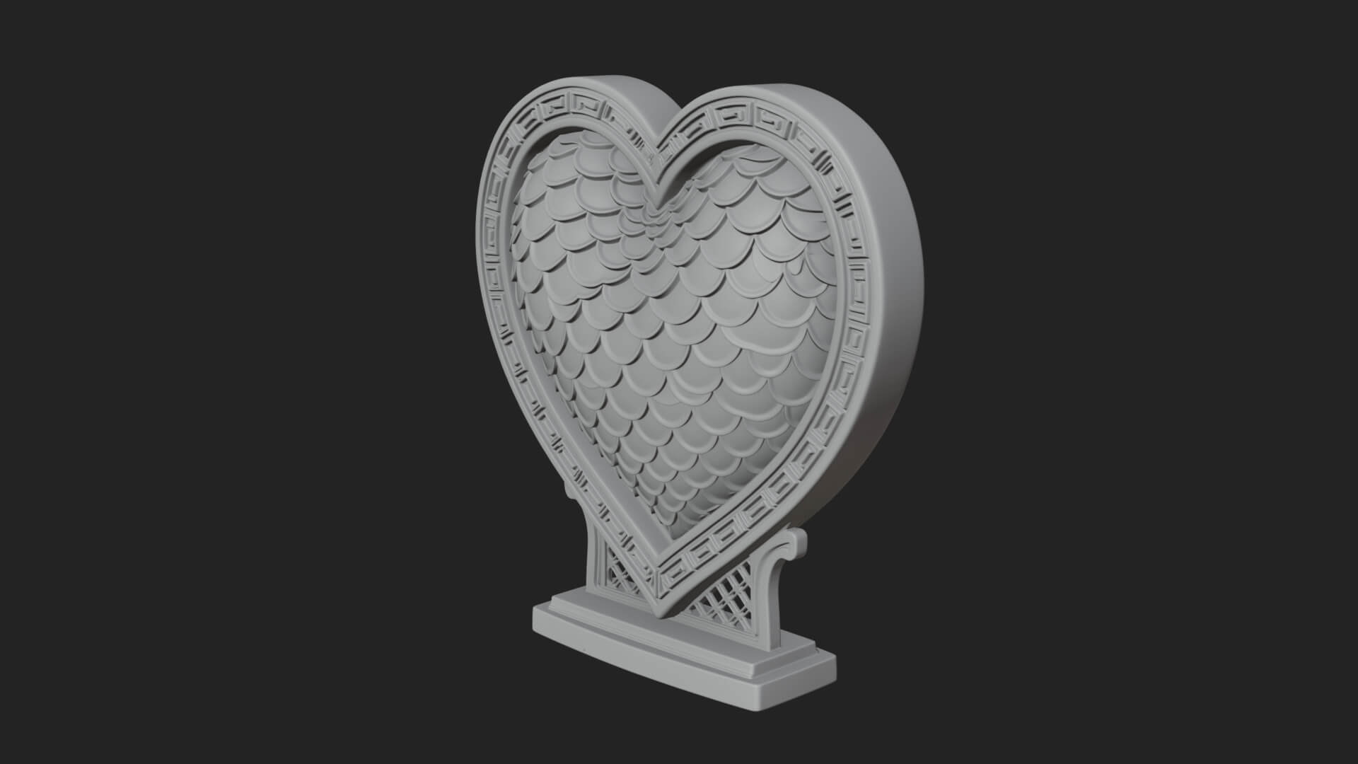 Ornate Framed Heart Plaque Design 187 3D Print Model 3D Model