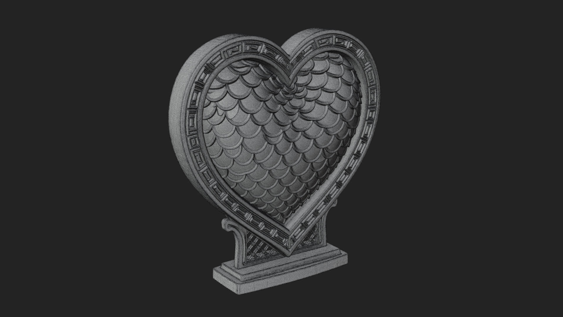 Ornate Framed Heart Plaque Design 187 3D Print Model 3D Model