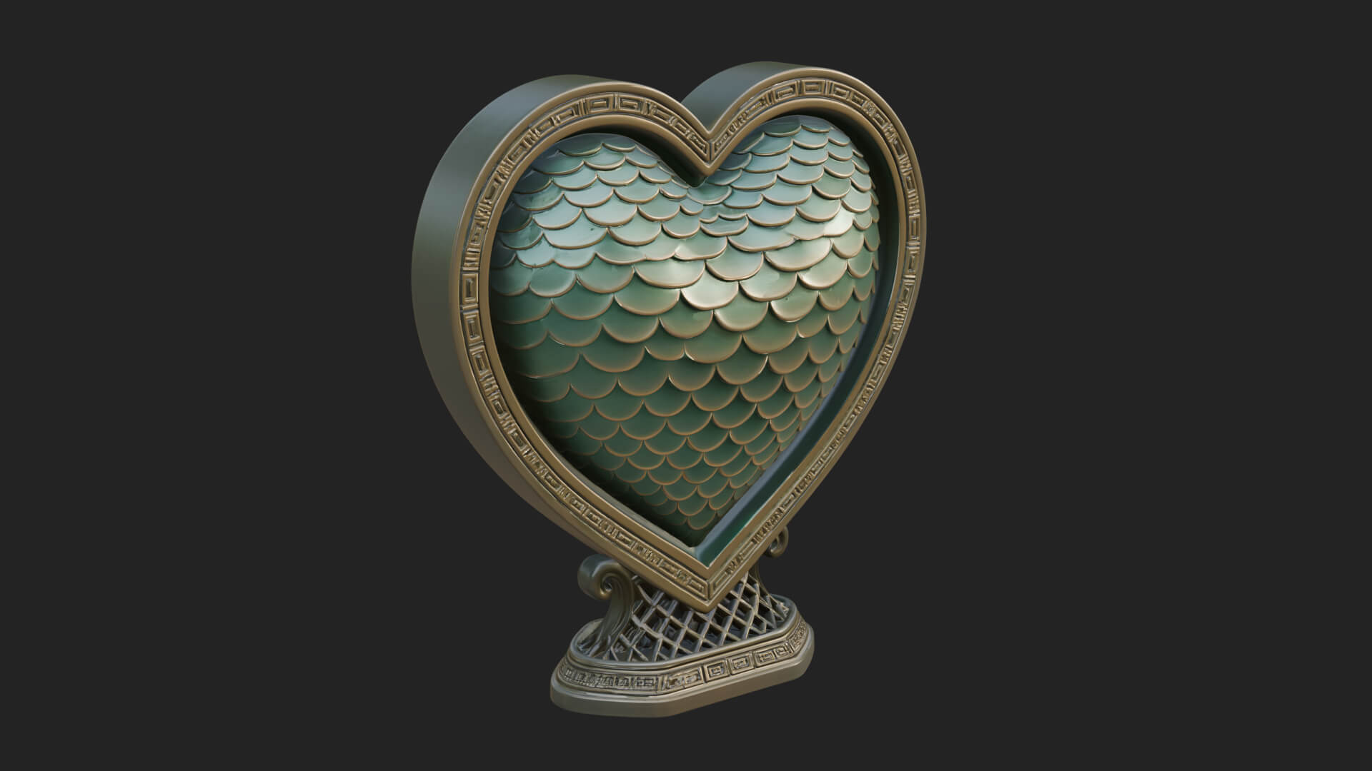 Ornate Framed Heart Plaque Design 188 3D Print Model 3D Model