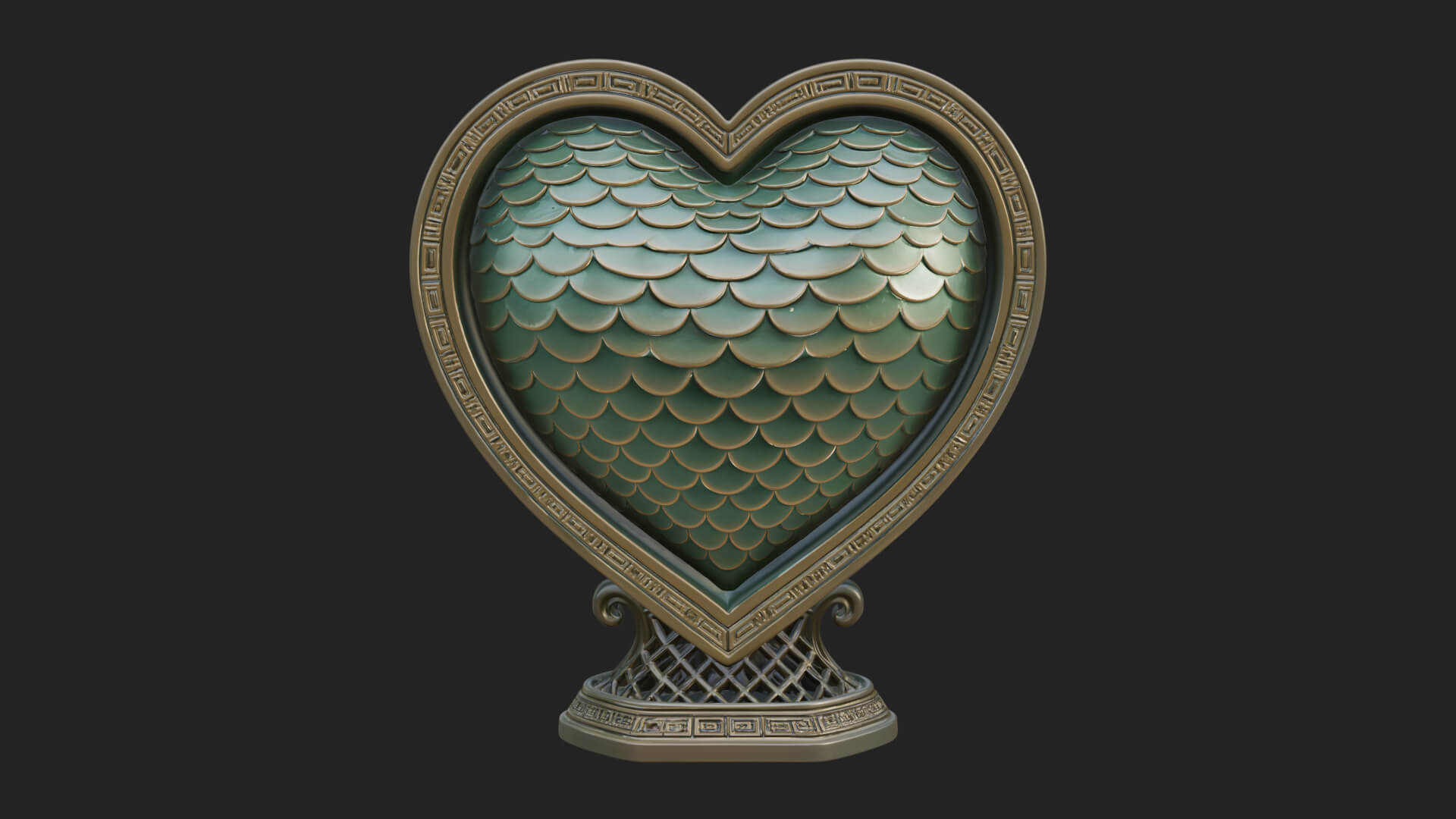 Ornate Framed Heart Plaque Design 188 3D Print Model 3D Model