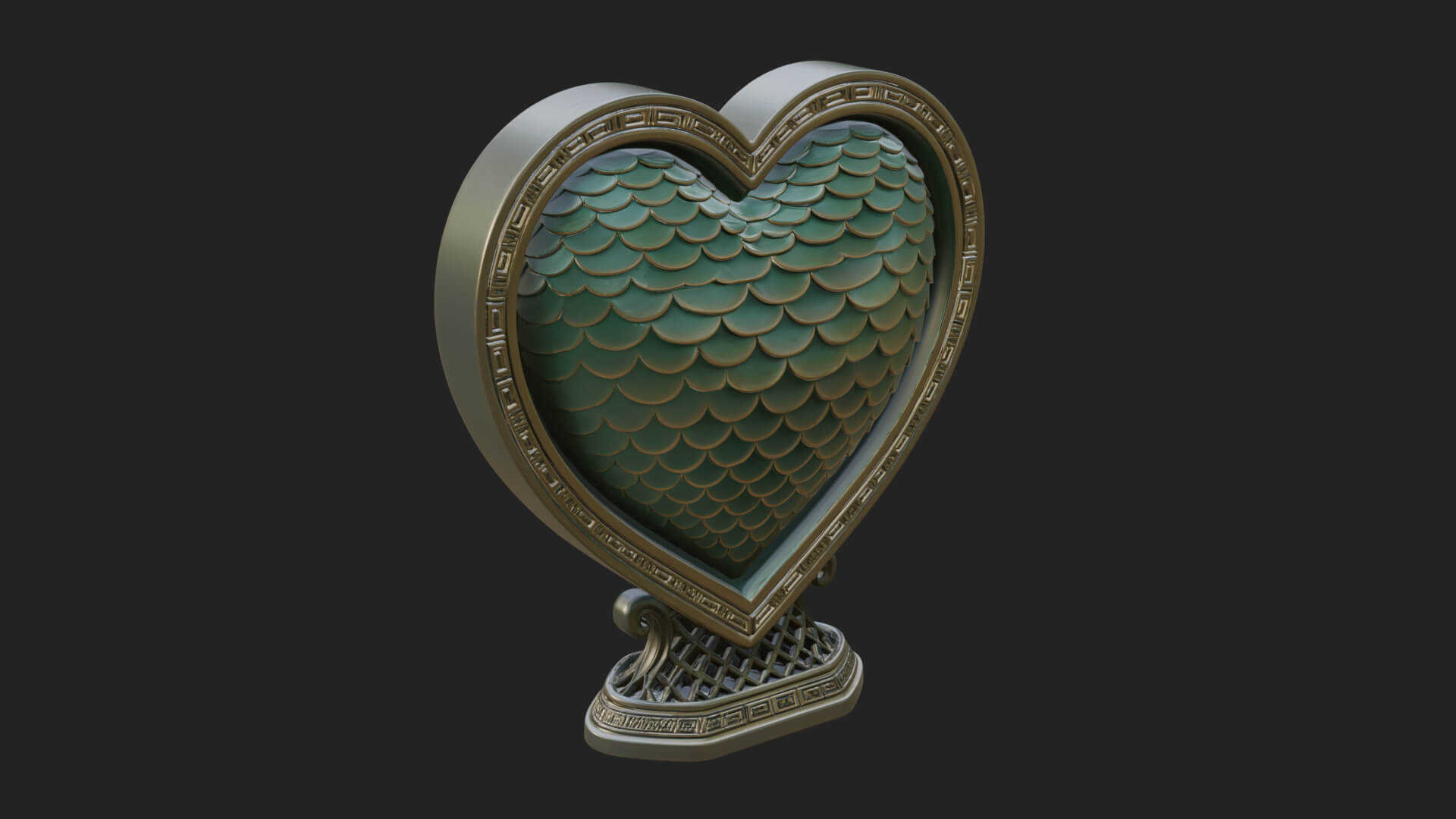 Ornate Framed Heart Plaque Design 188 3D Print Model 3D Model