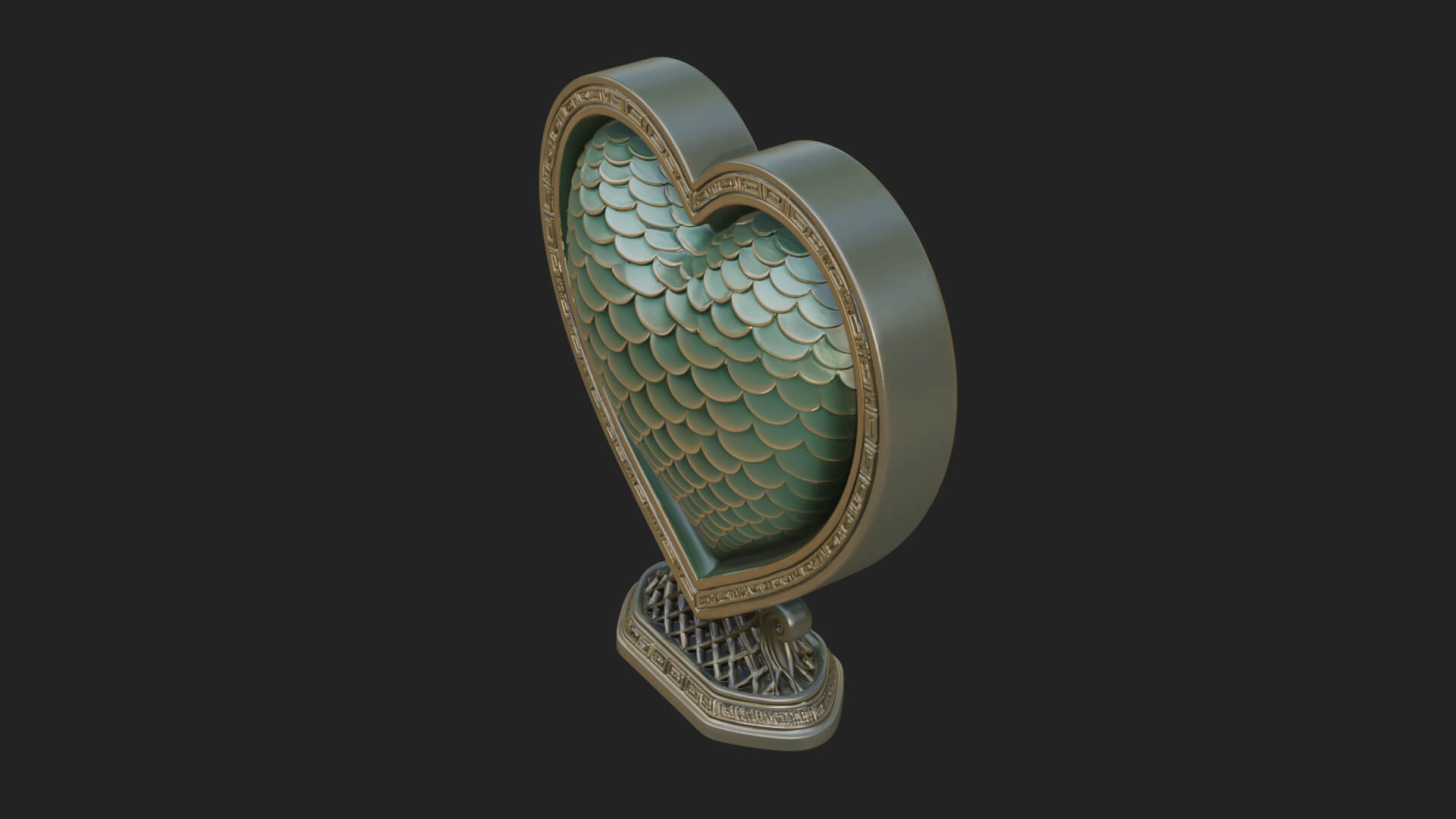 Ornate Framed Heart Plaque Design 188 3D Print Model 3D Model