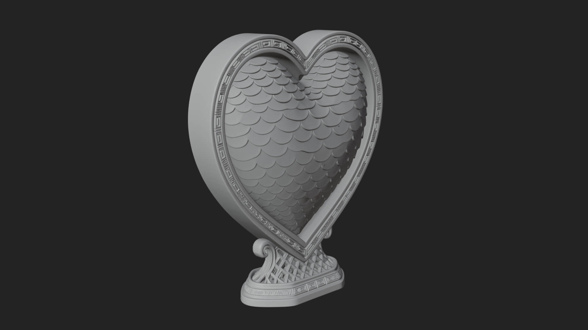Ornate Framed Heart Plaque Design 188 3D Print Model 3D Model