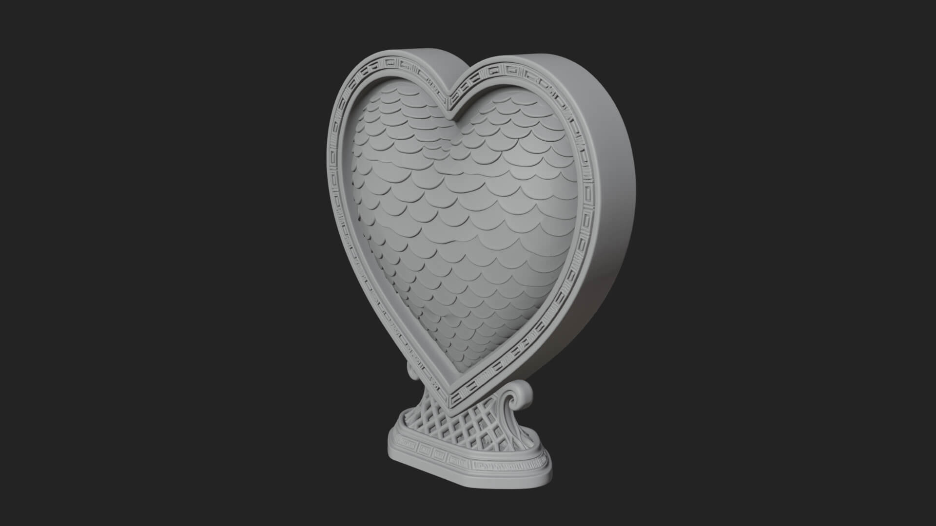 Ornate Framed Heart Plaque Design 188 3D Print Model 3D Model