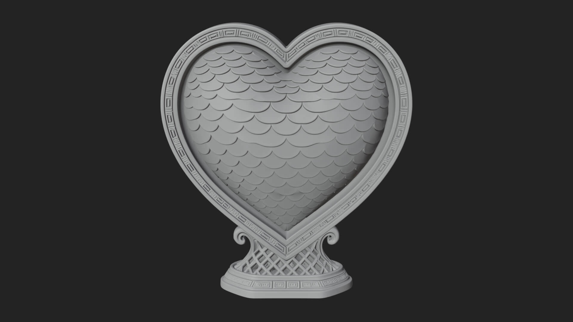 Ornate Framed Heart Plaque Design 188 3D Print Model 3D Model