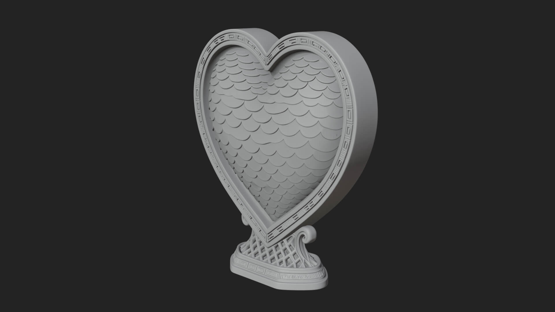Ornate Framed Heart Plaque Design 188 3D Print Model 3D Model