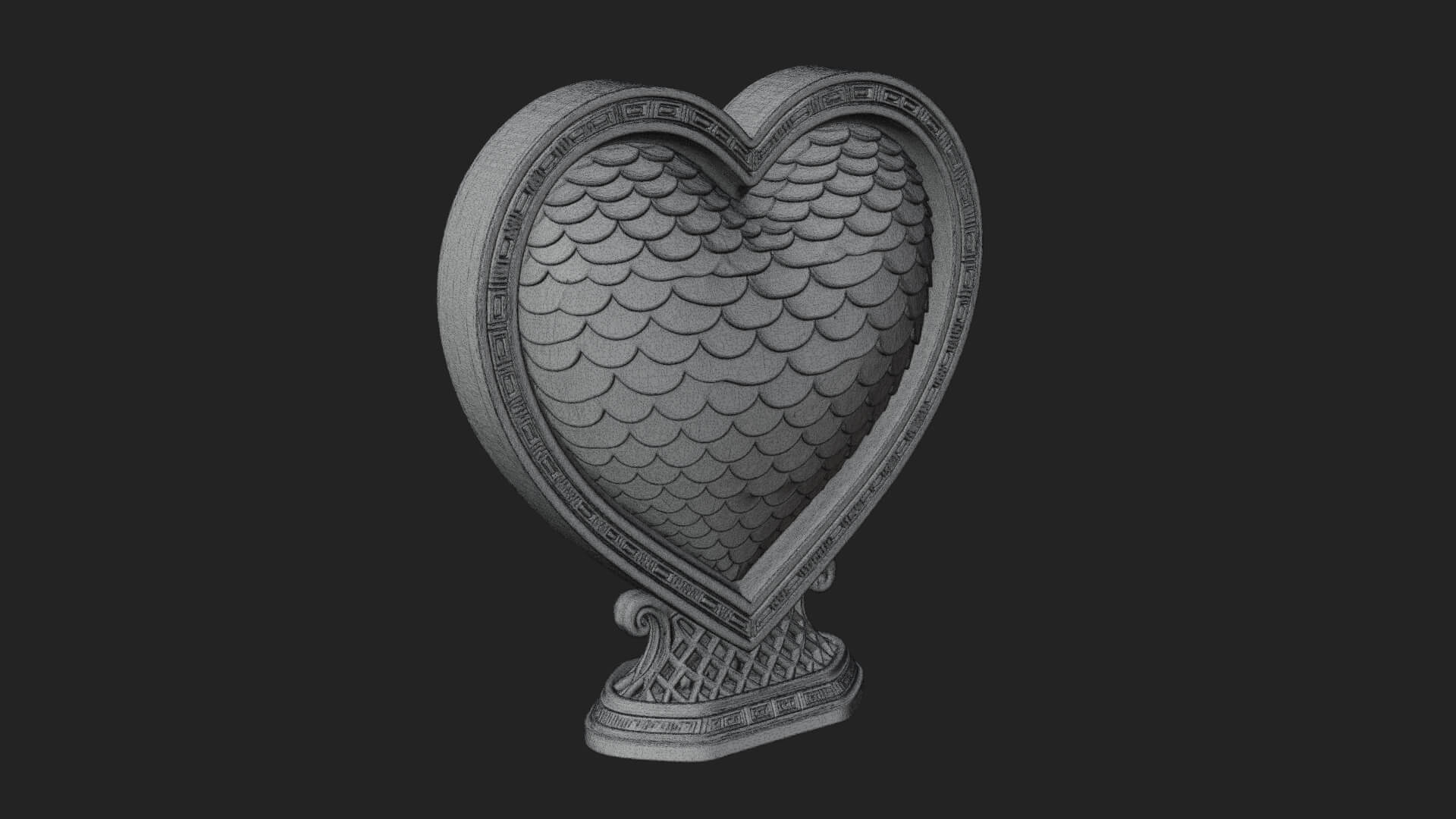 Ornate Framed Heart Plaque Design 188 3D Print Model 3D Model