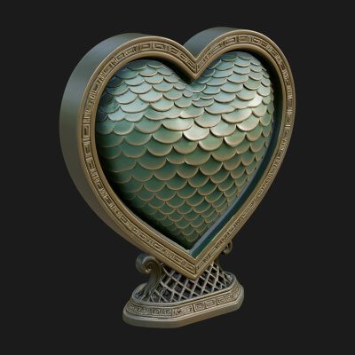 Ornate Framed Heart Plaque Design 188 3D Print Model