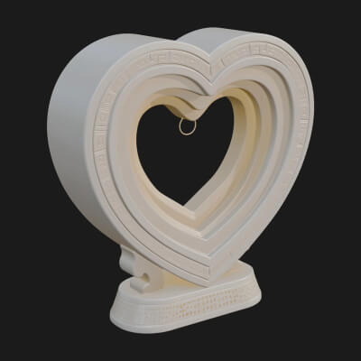 Ornate Framed Heart Plaque Design 189 3D Print Model