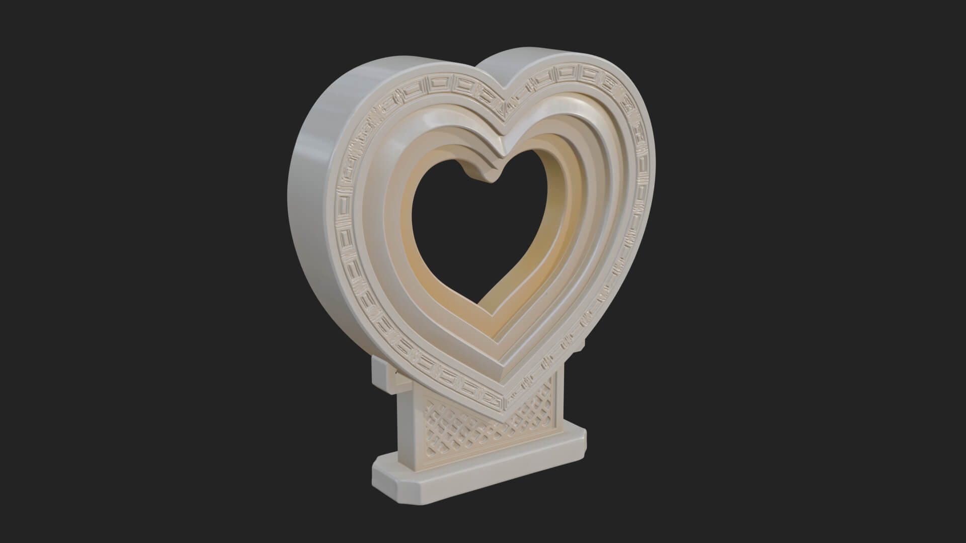 Ornate Framed Heart Plaque Design 190 3D Print Model 3D Model