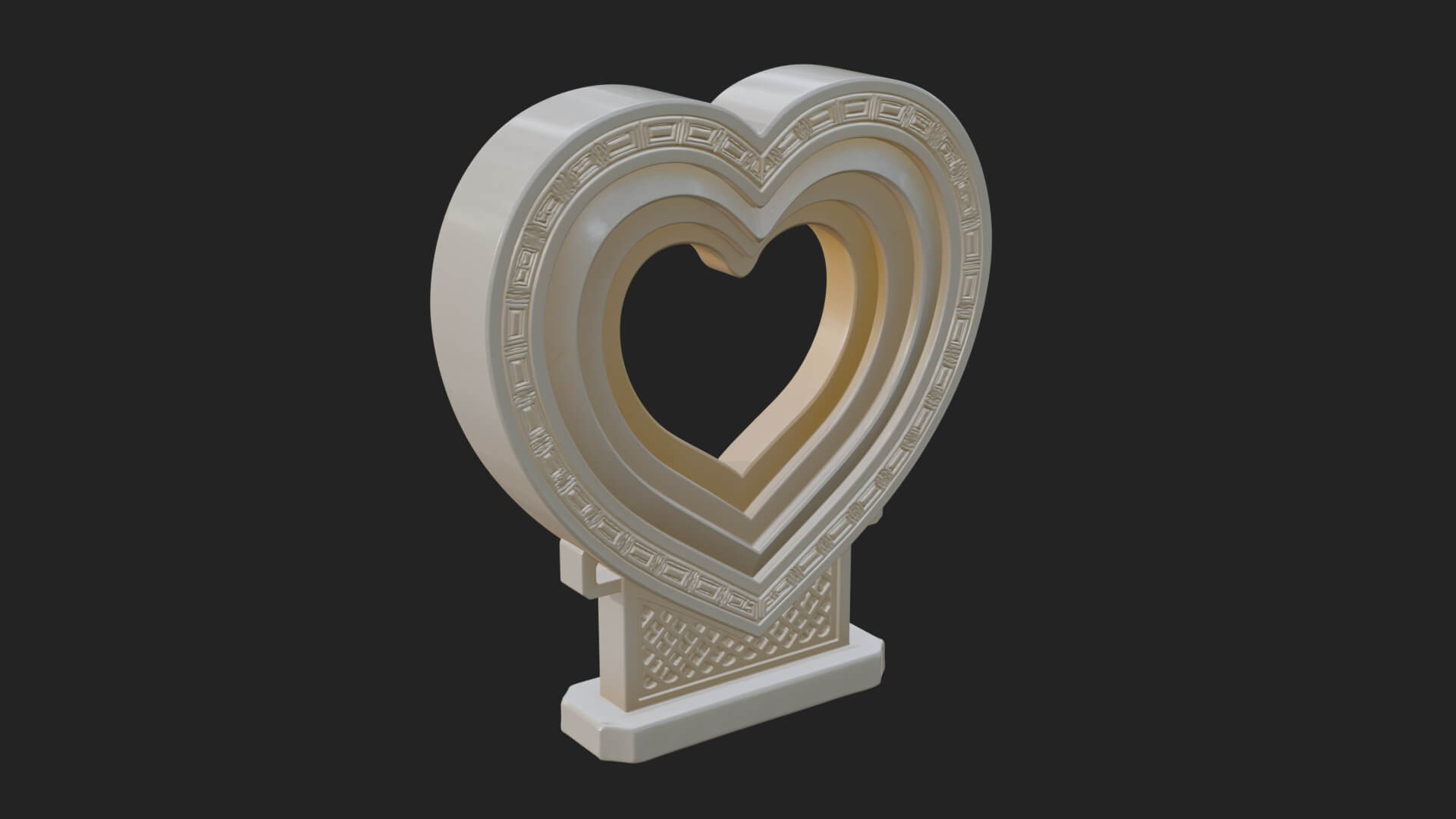 Ornate Framed Heart Plaque Design 190 3D Print Model 3D Model
