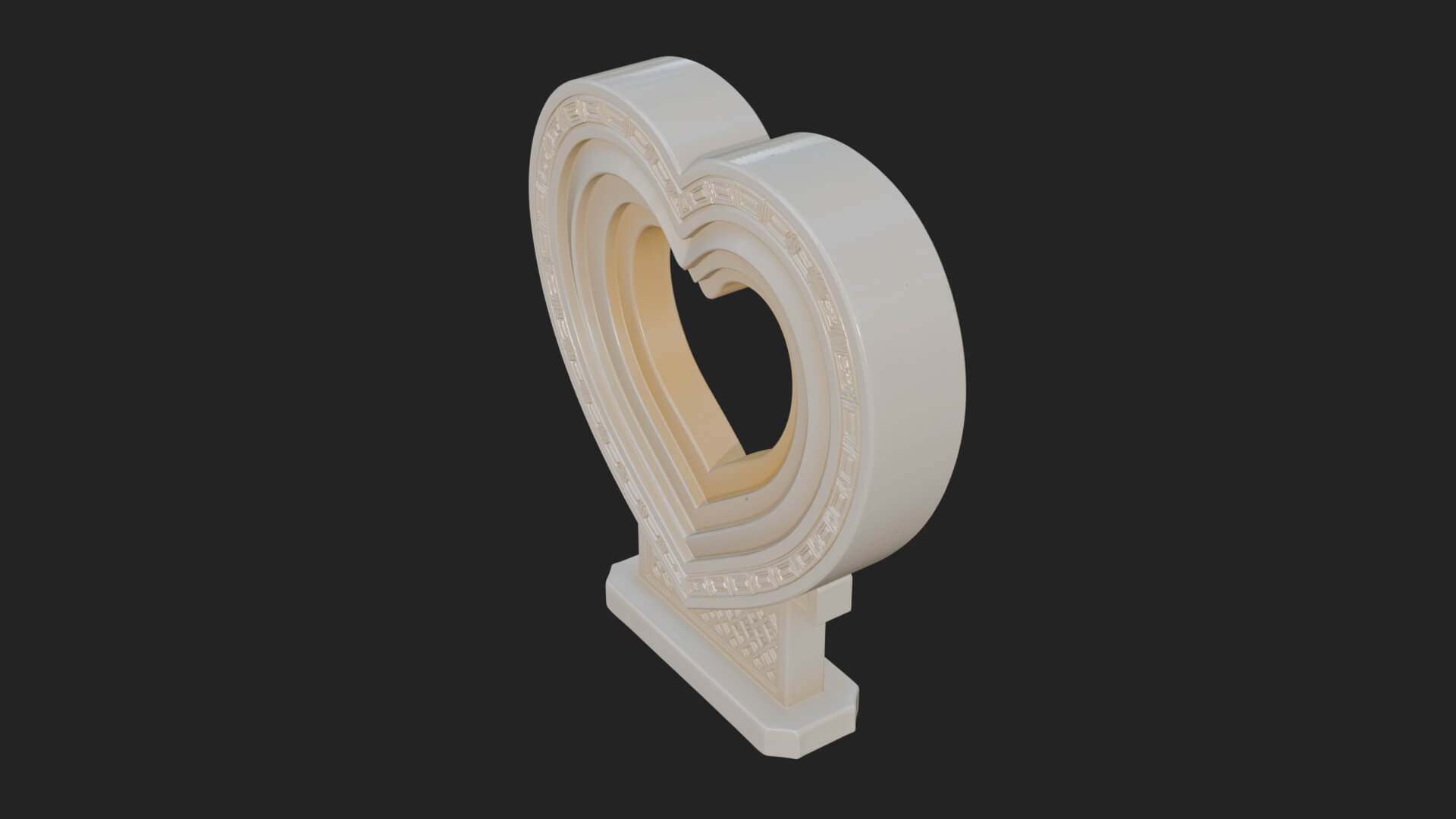 Ornate Framed Heart Plaque Design 190 3D Print Model 3D Model