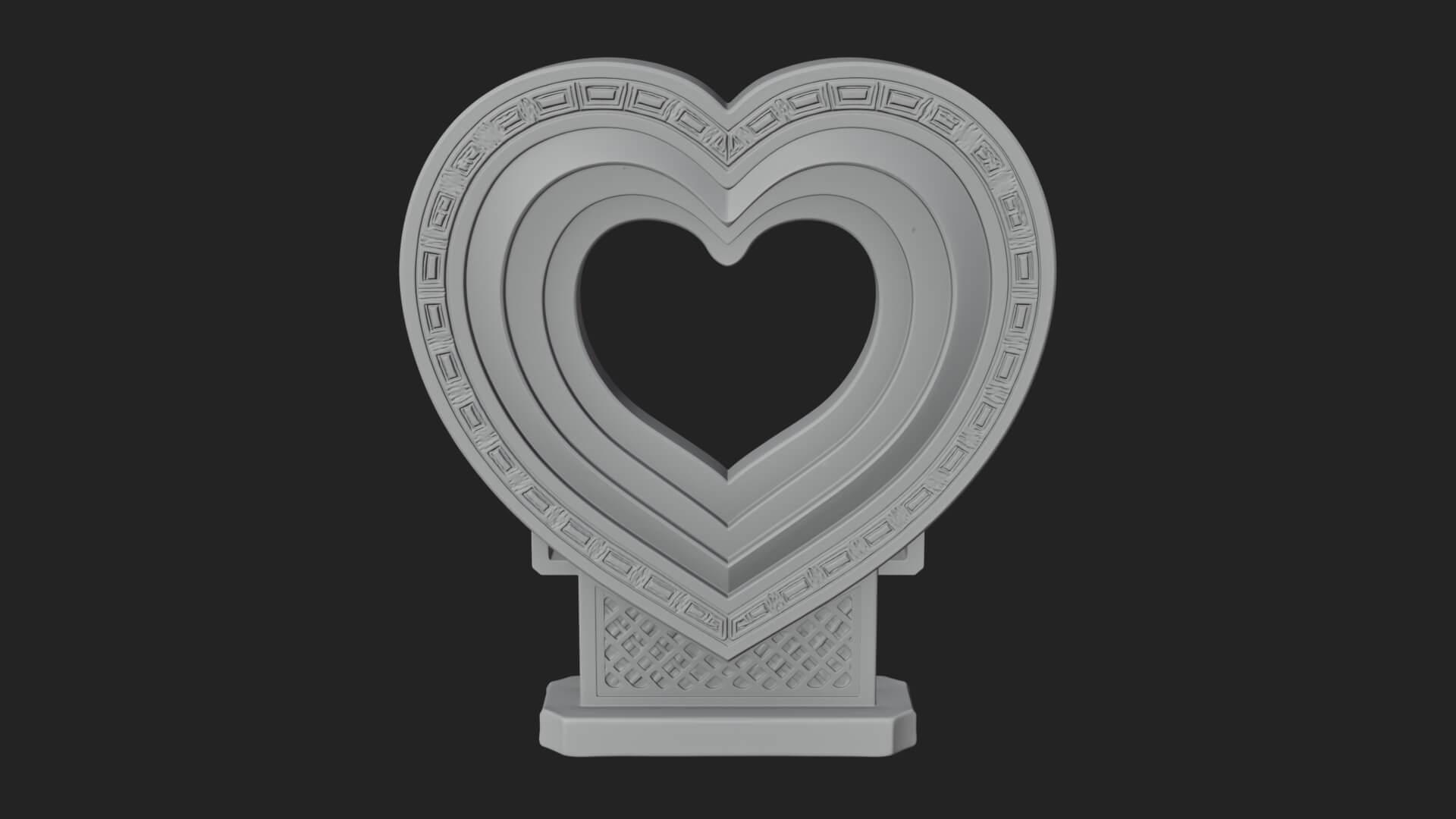 Ornate Framed Heart Plaque Design 190 3D Print Model 3D Model