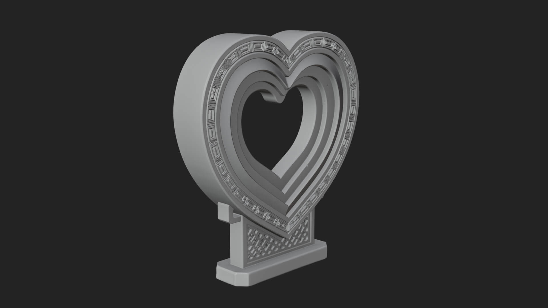 Ornate Framed Heart Plaque Design 190 3D Print Model 3D Model