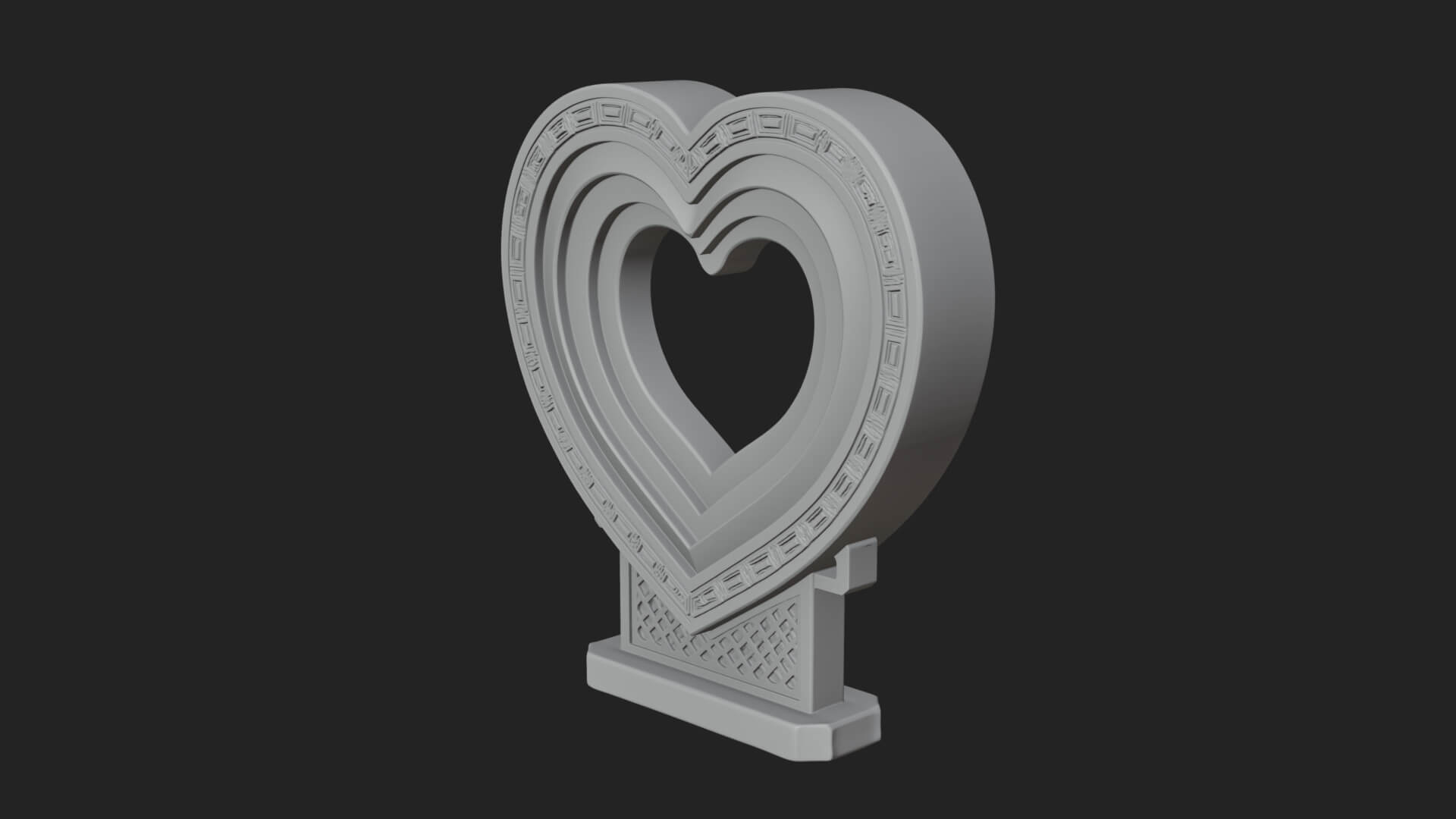 Ornate Framed Heart Plaque Design 190 3D Print Model 3D Model