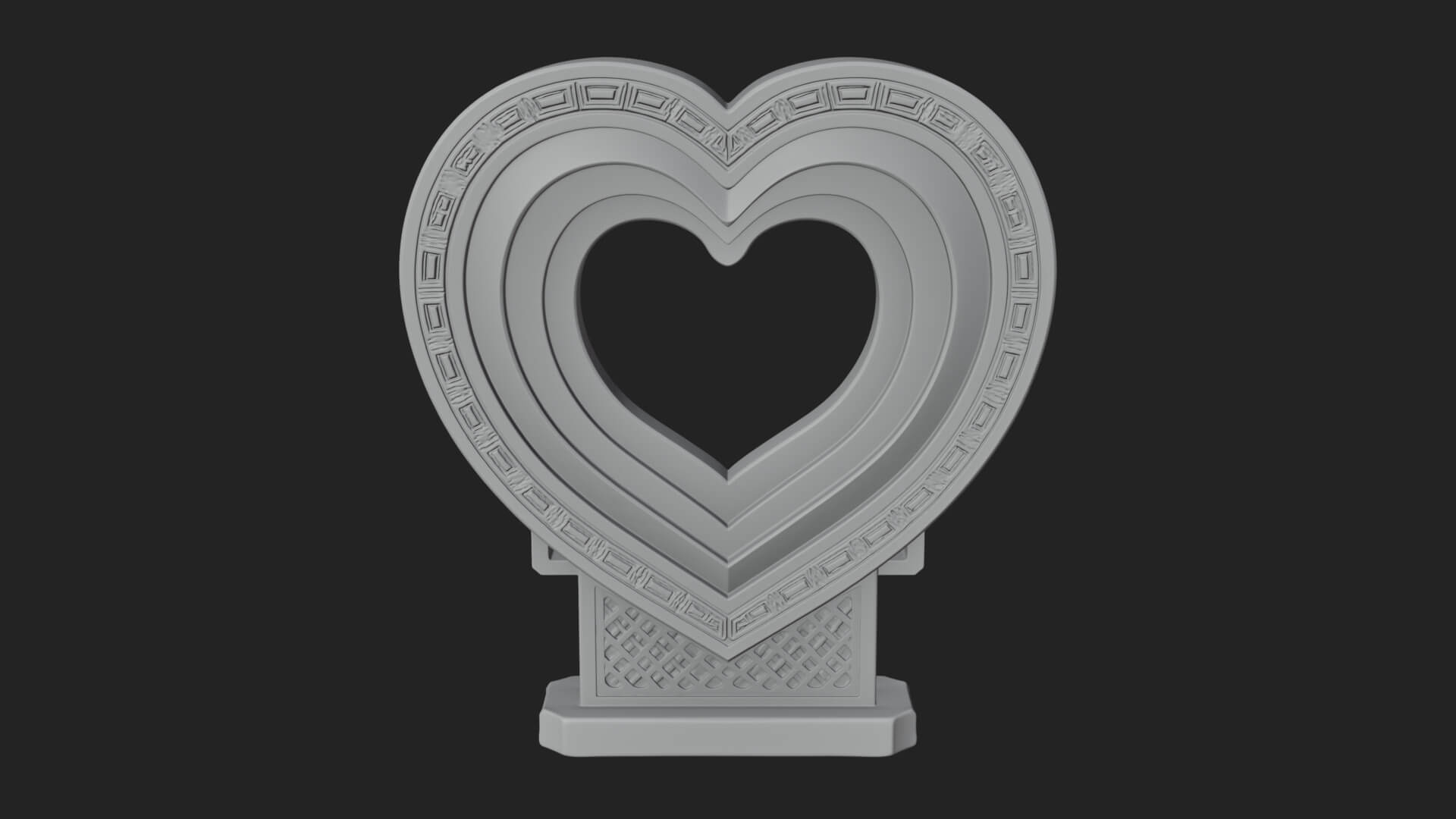 Ornate Framed Heart Plaque Design 190 3D Print Model 3D Model