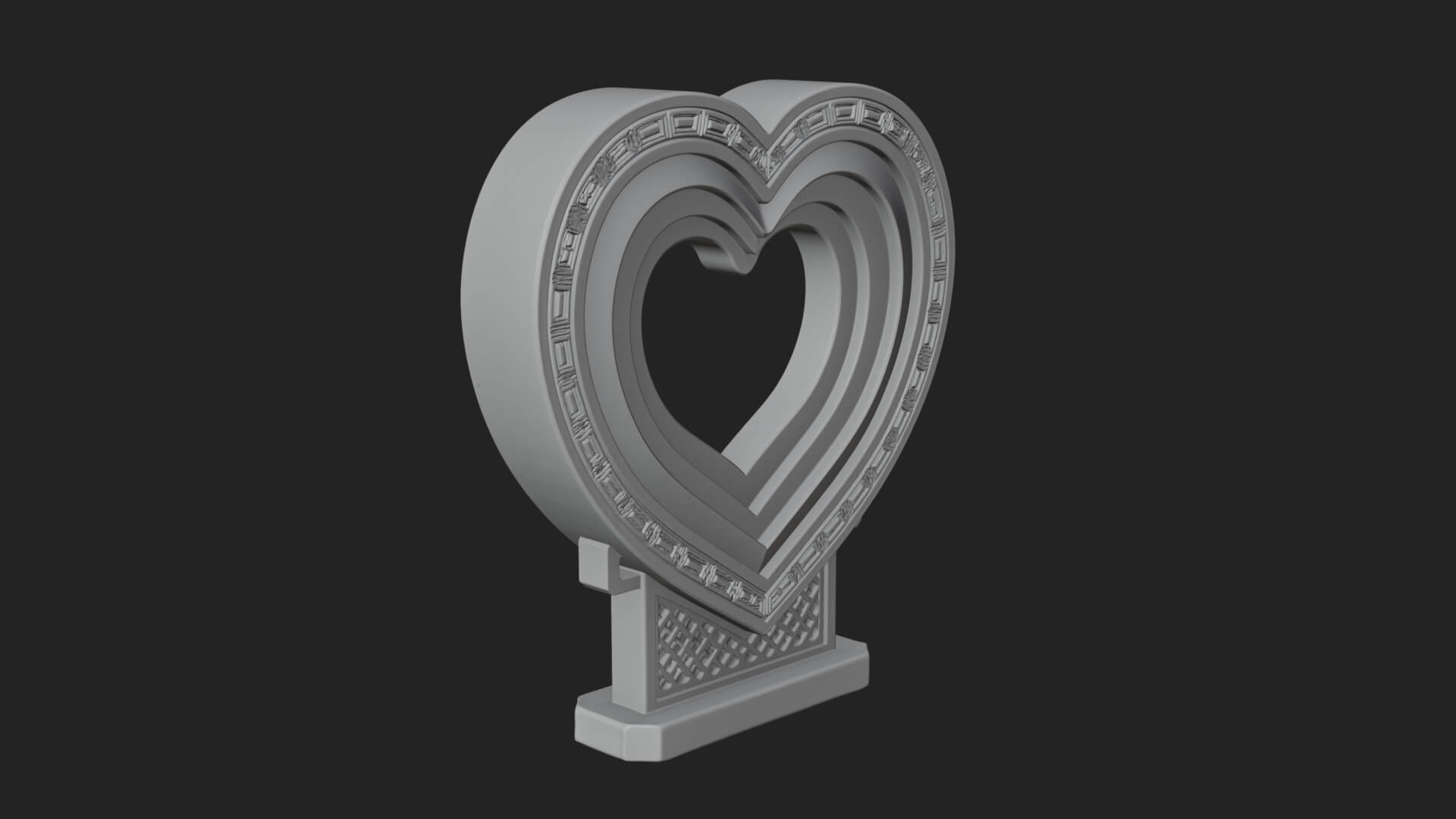 Ornate Framed Heart Plaque Design 190 3D Print Model 3D Model