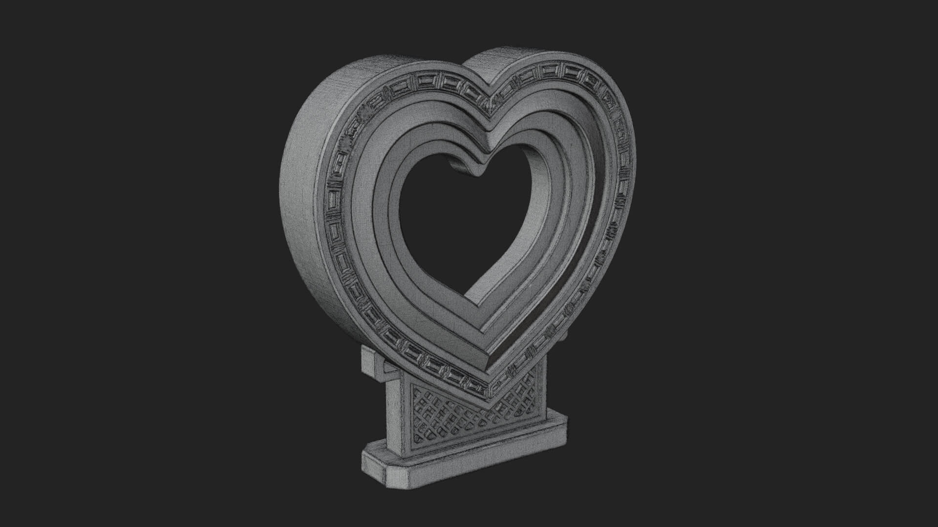 Ornate Framed Heart Plaque Design 190 3D Print Model 3D Model