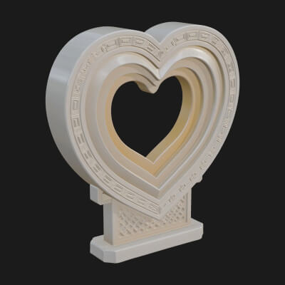 Ornate Framed Heart Plaque Design 190 3D Print Model