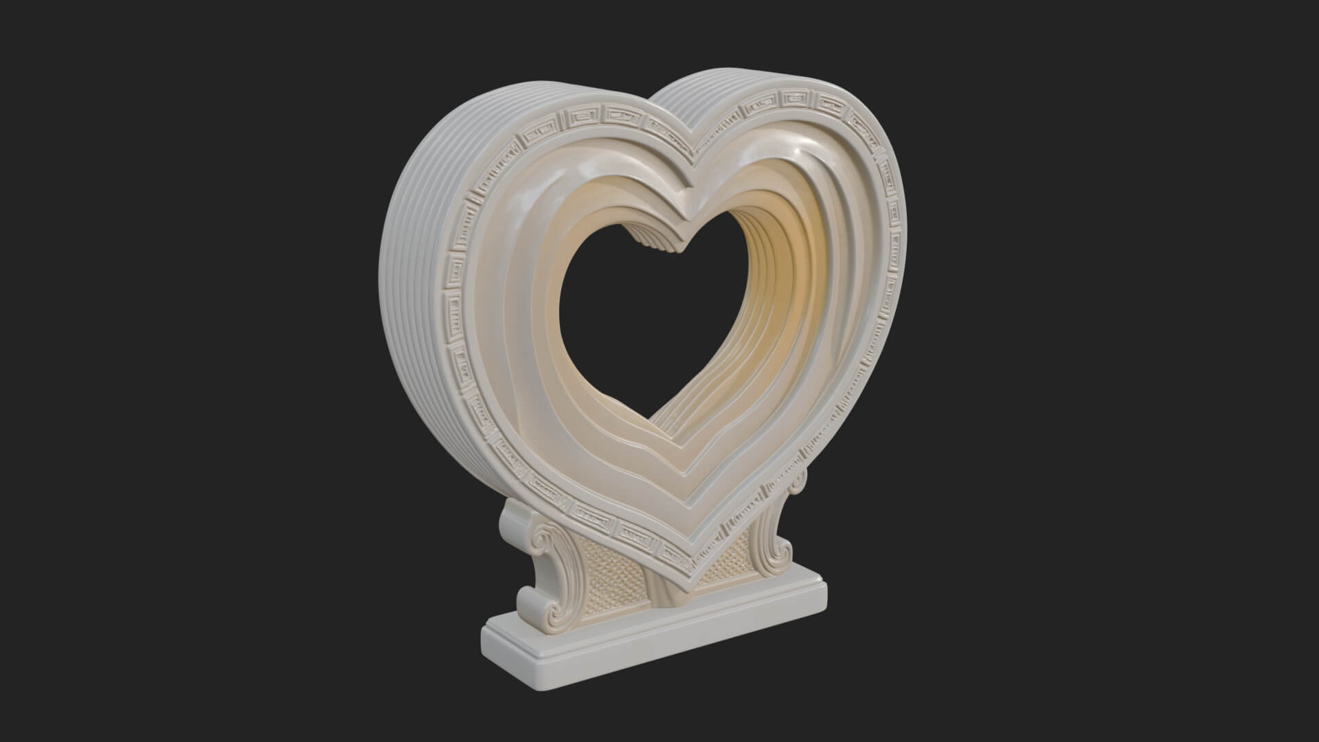 Ornate Framed Heart Plaque Design 191 3D Print Model 3D Model