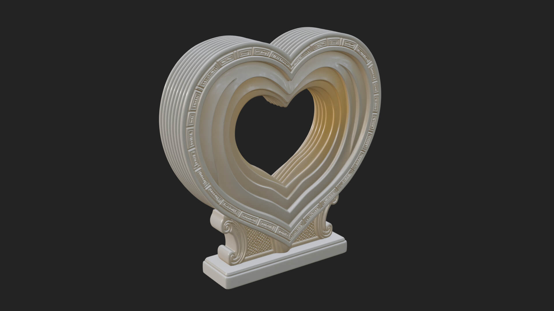 Ornate Framed Heart Plaque Design 191 3D Print Model 3D Model
