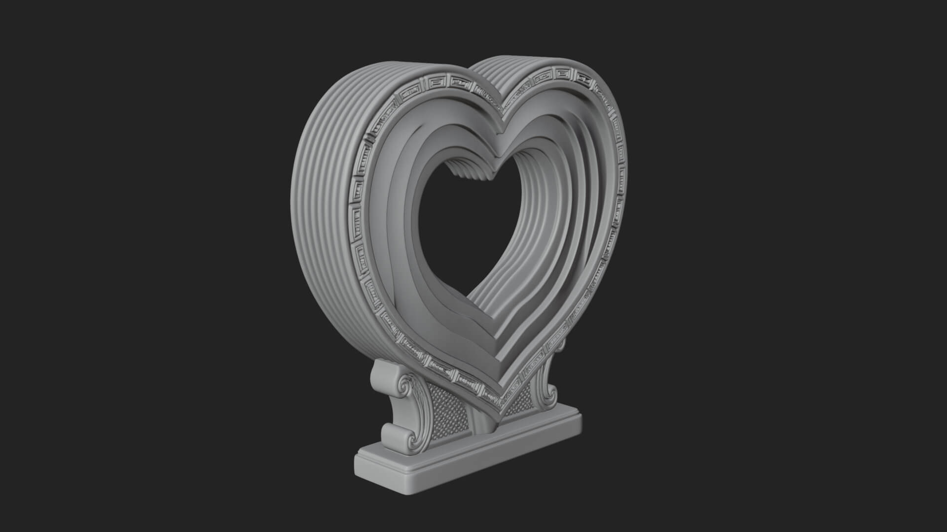 Ornate Framed Heart Plaque Design 191 3D Print Model 3D Model