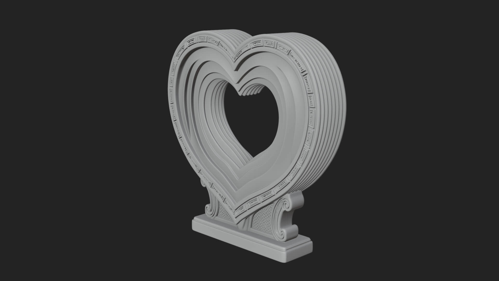 Ornate Framed Heart Plaque Design 191 3D Print Model 3D Model
