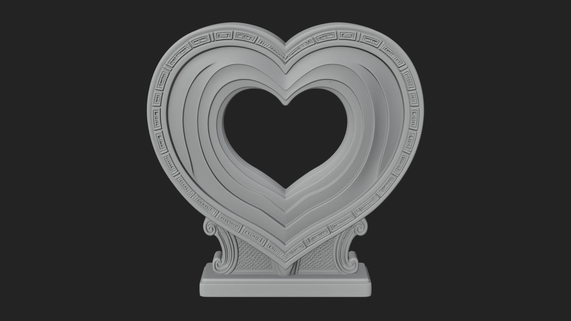 Ornate Framed Heart Plaque Design 191 3D Print Model 3D Model