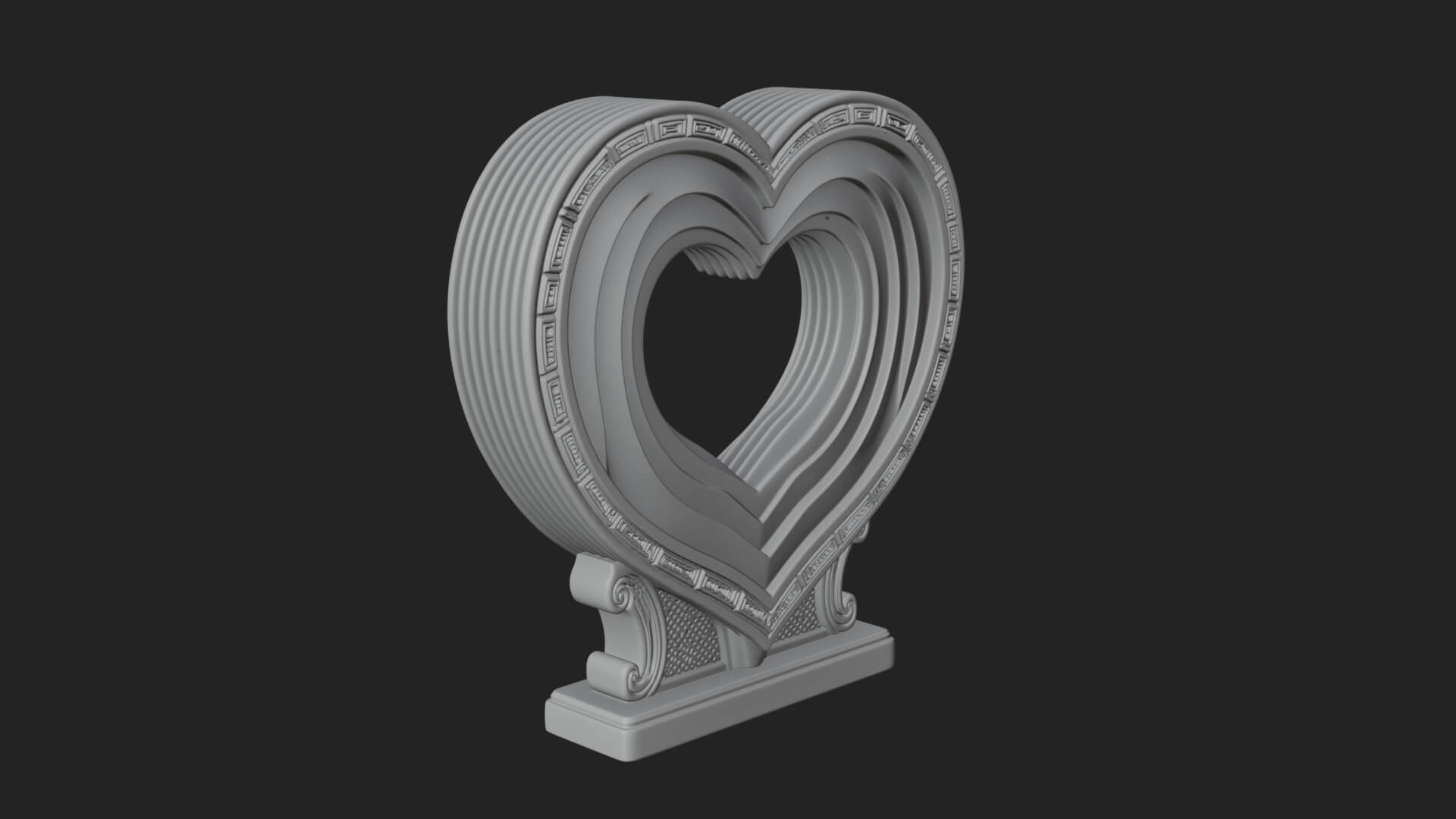 Ornate Framed Heart Plaque Design 191 3D Print Model 3D Model