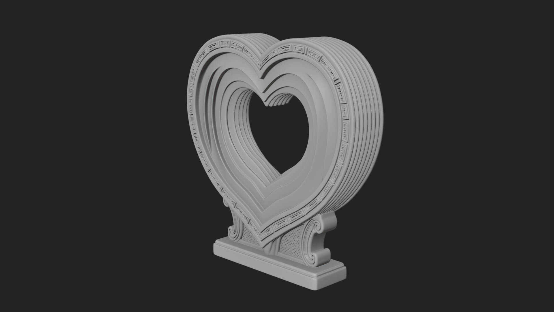 Ornate Framed Heart Plaque Design 191 3D Print Model 3D Model