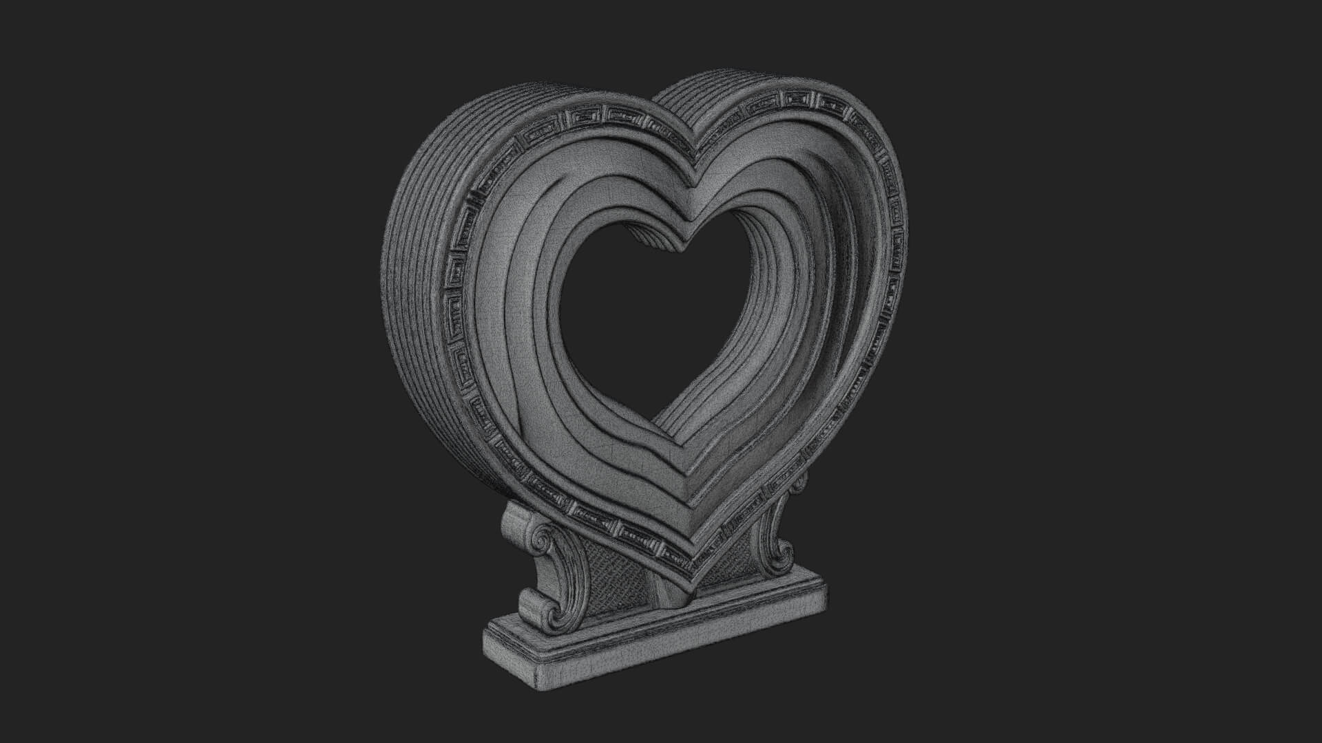 Ornate Framed Heart Plaque Design 191 3D Print Model 3D Model