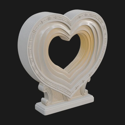 Ornate Framed Heart Plaque Design 191 3D Print Model