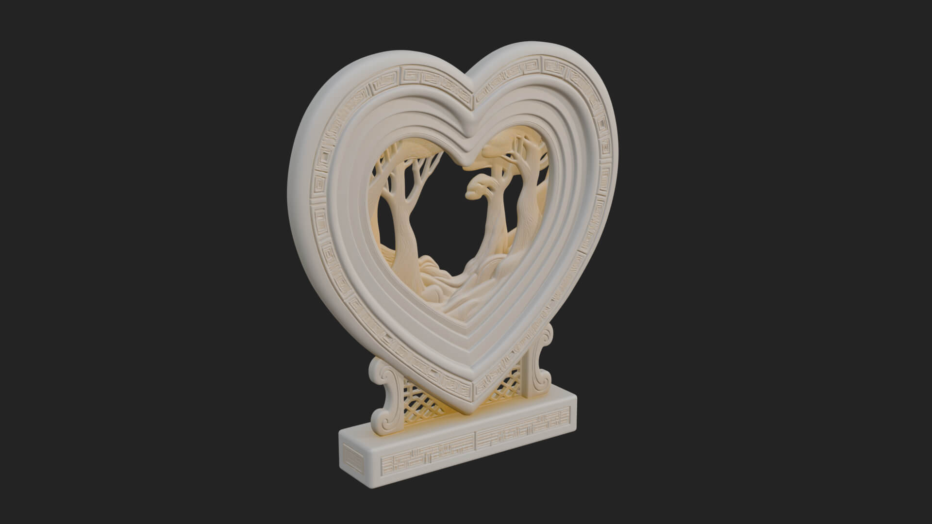 Ornate Framed Heart Plaque Design 192 3D Print Model 3D Model