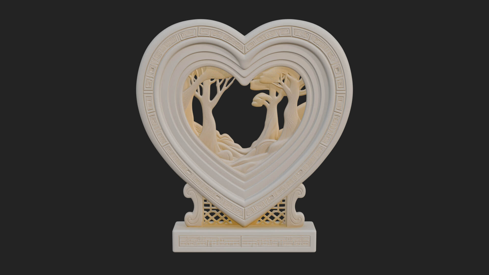 Ornate Framed Heart Plaque Design 192 3D Print Model 3D Model