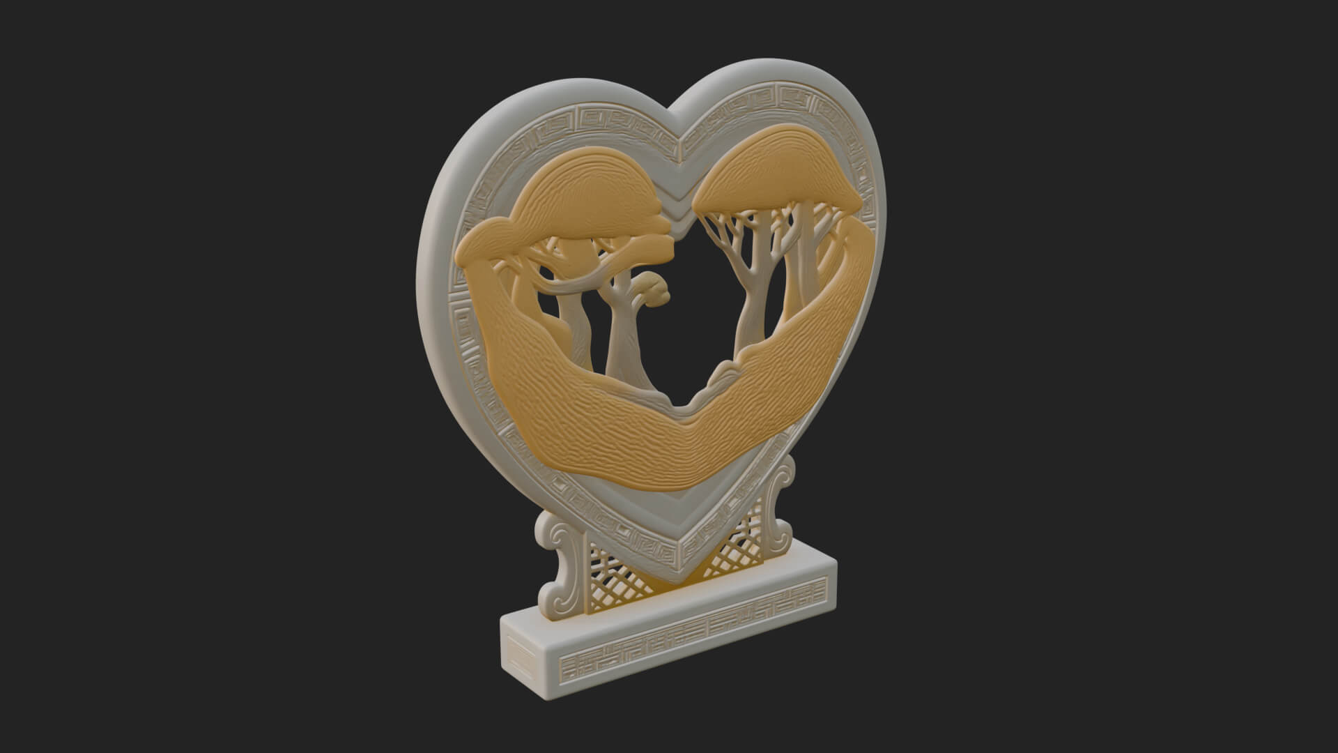 Ornate Framed Heart Plaque Design 192 3D Print Model 3D Model