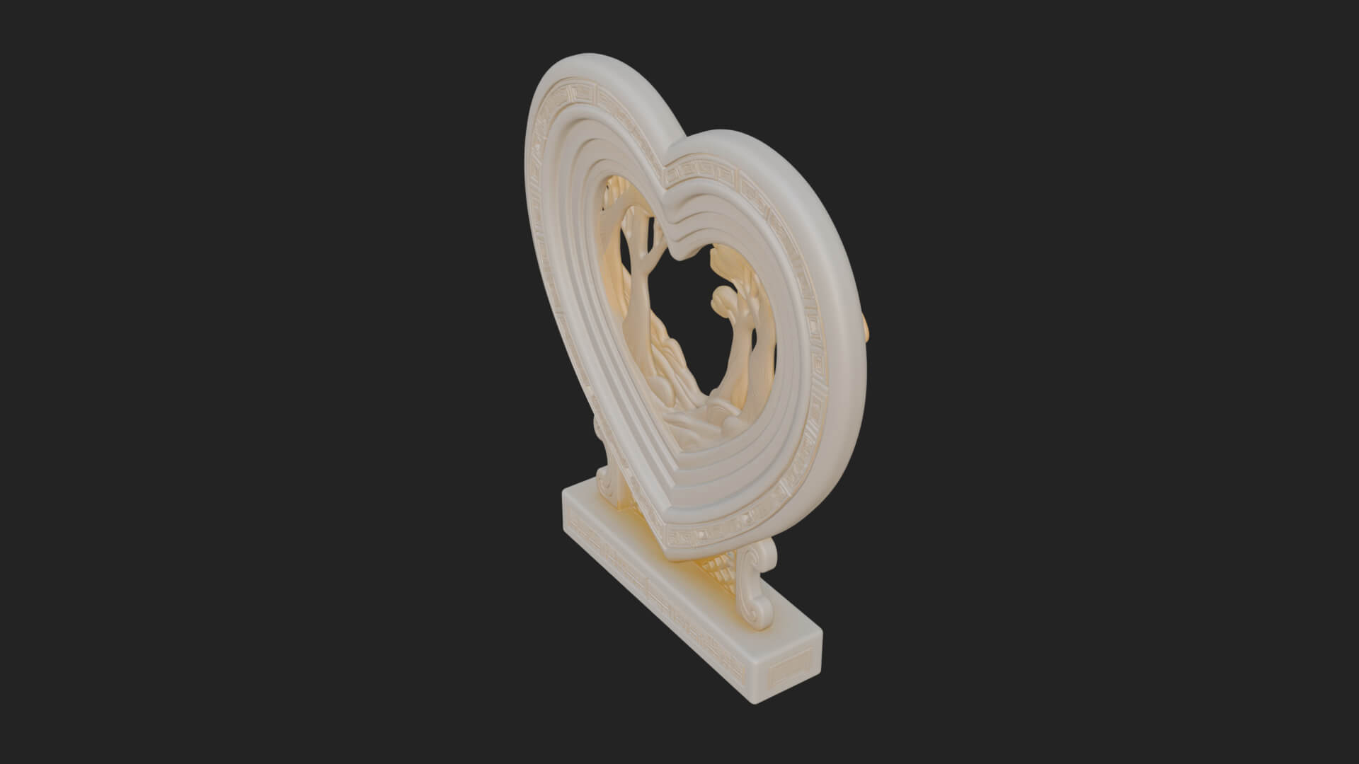Ornate Framed Heart Plaque Design 192 3D Print Model 3D Model