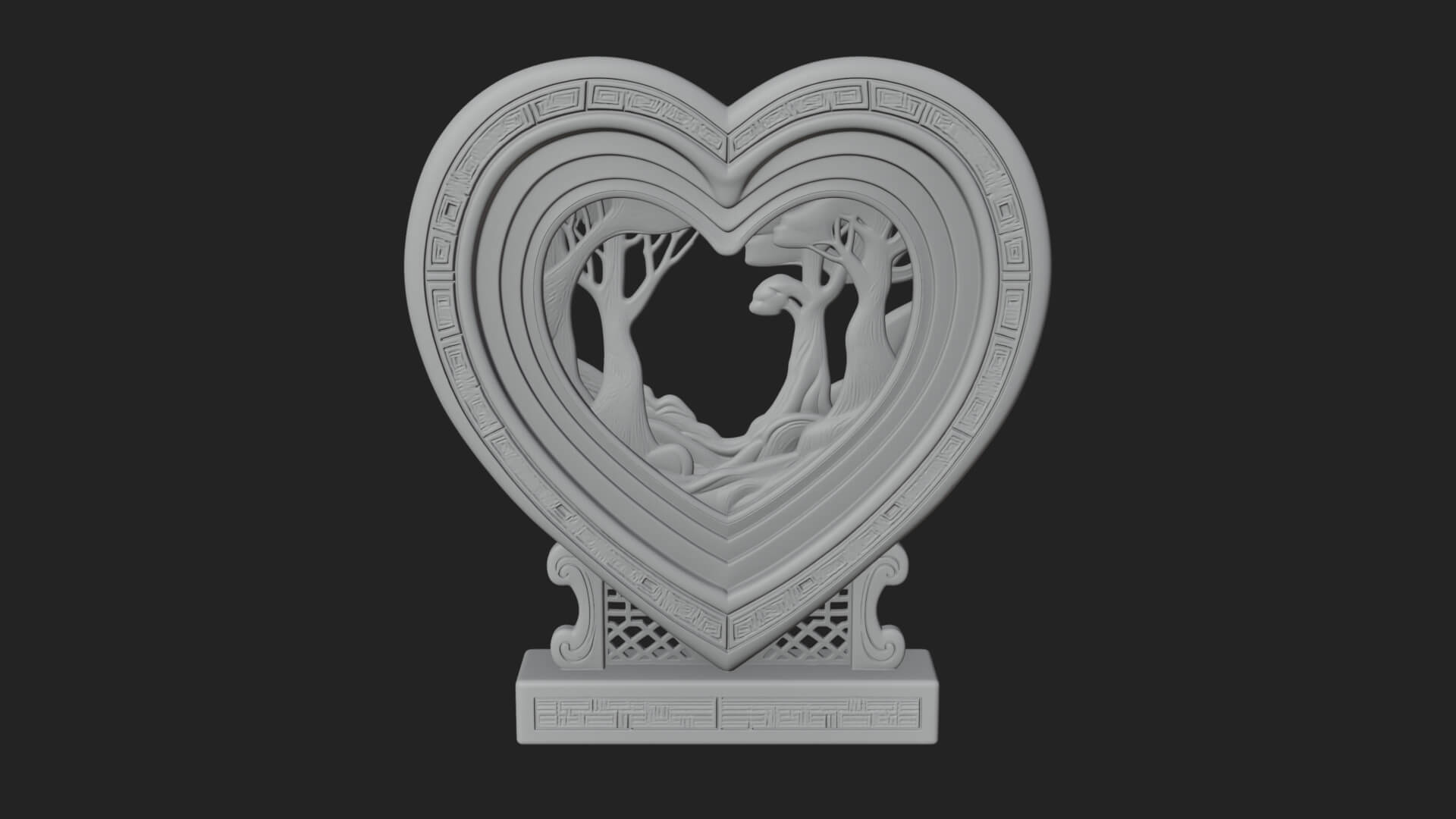 Ornate Framed Heart Plaque Design 192 3D Print Model 3D Model