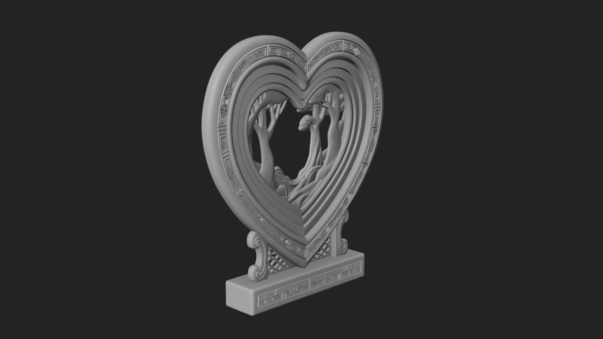 Ornate Framed Heart Plaque Design 192 3D Print Model 3D Model