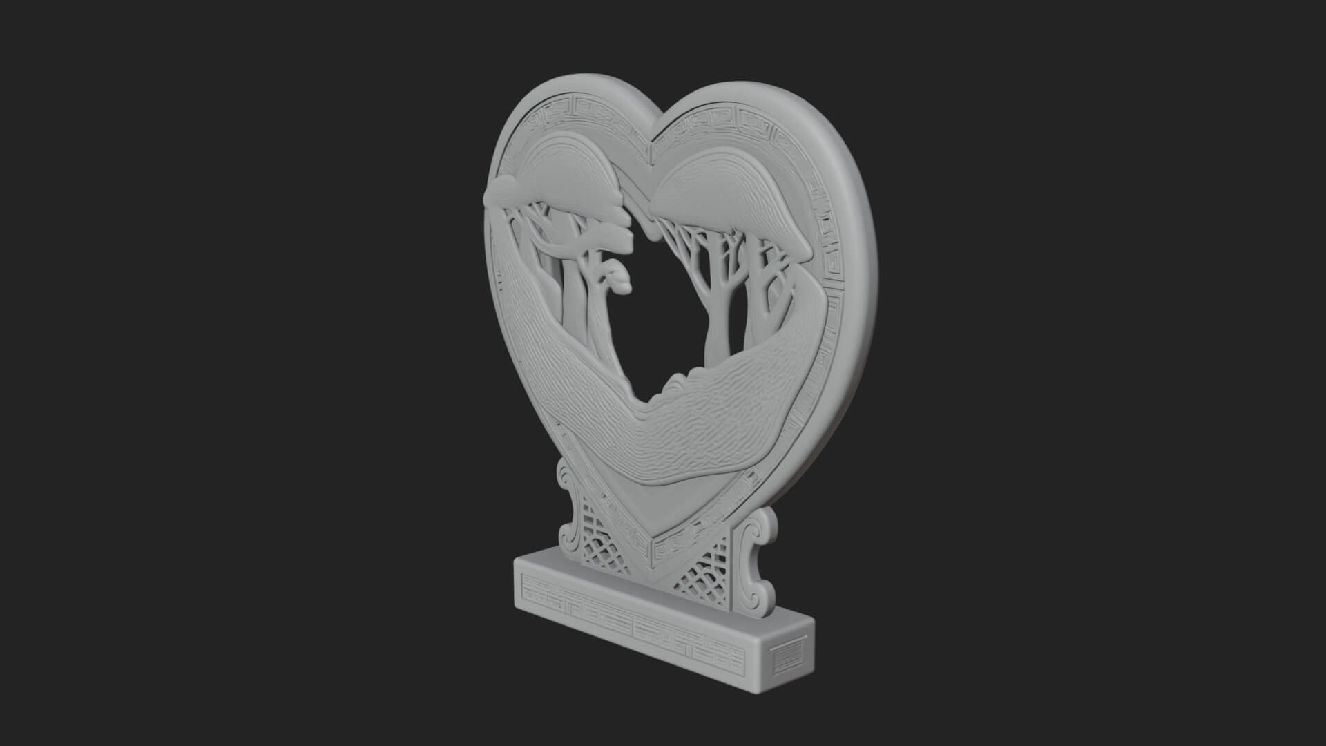 Ornate Framed Heart Plaque Design 192 3D Print Model 3D Model