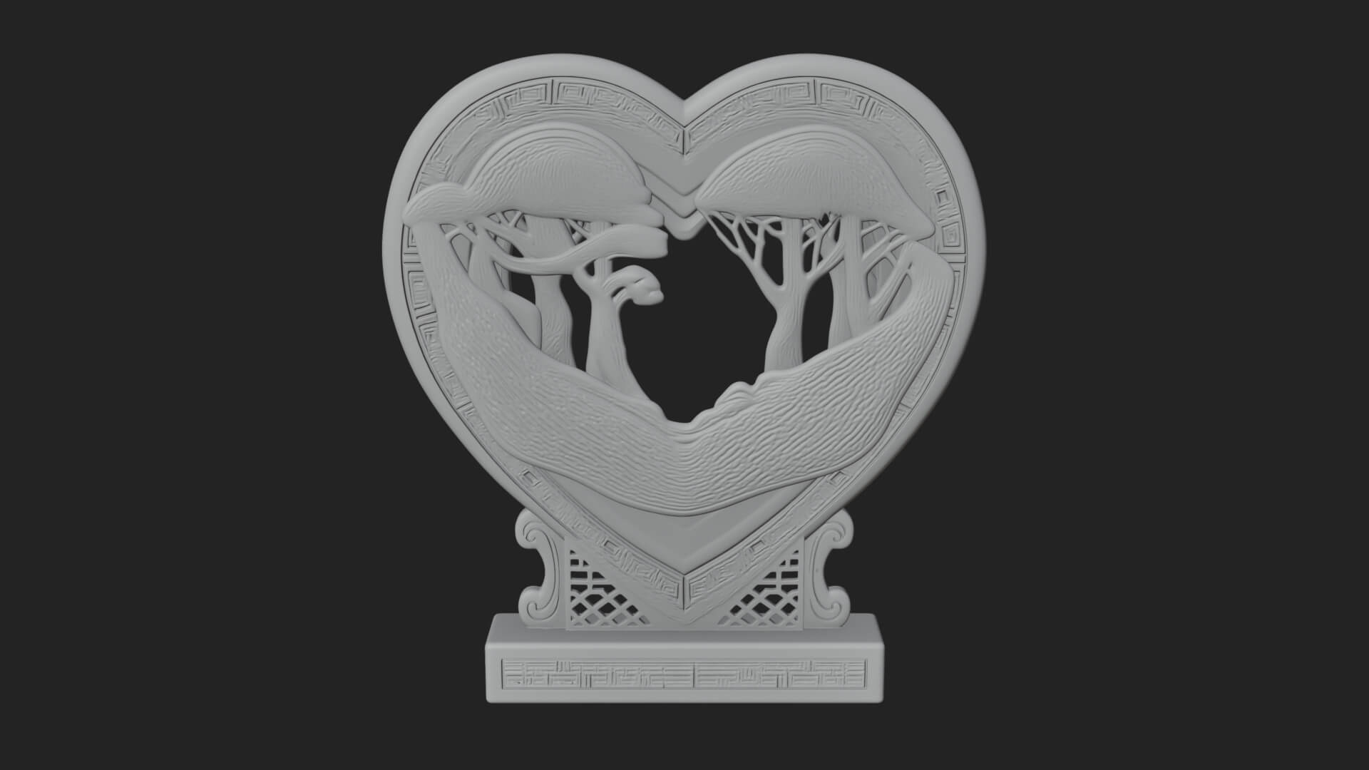 Ornate Framed Heart Plaque Design 192 3D Print Model 3D Model