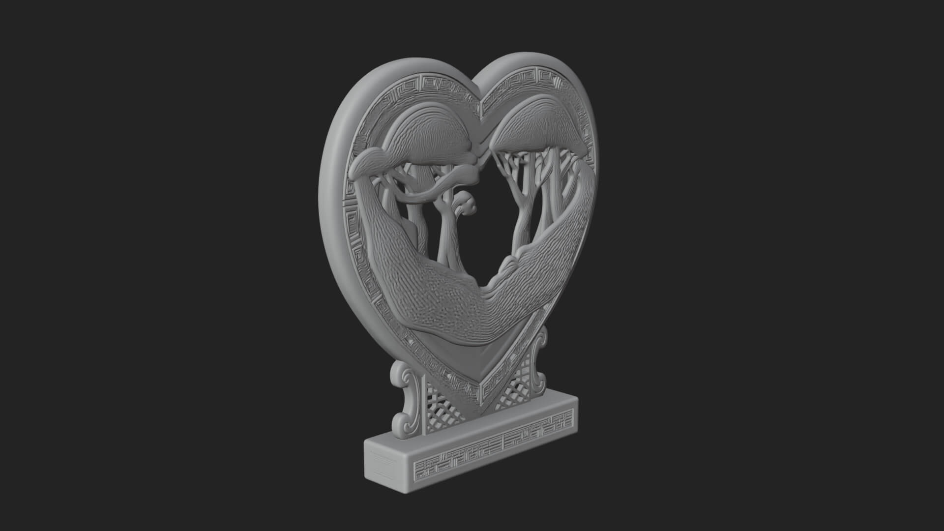 Ornate Framed Heart Plaque Design 192 3D Print Model 3D Model
