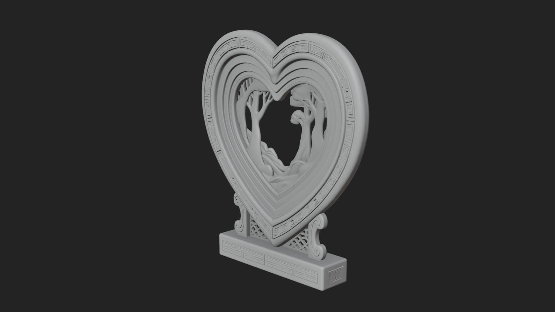 Ornate Framed Heart Plaque Design 192 3D Print Model 3D Model