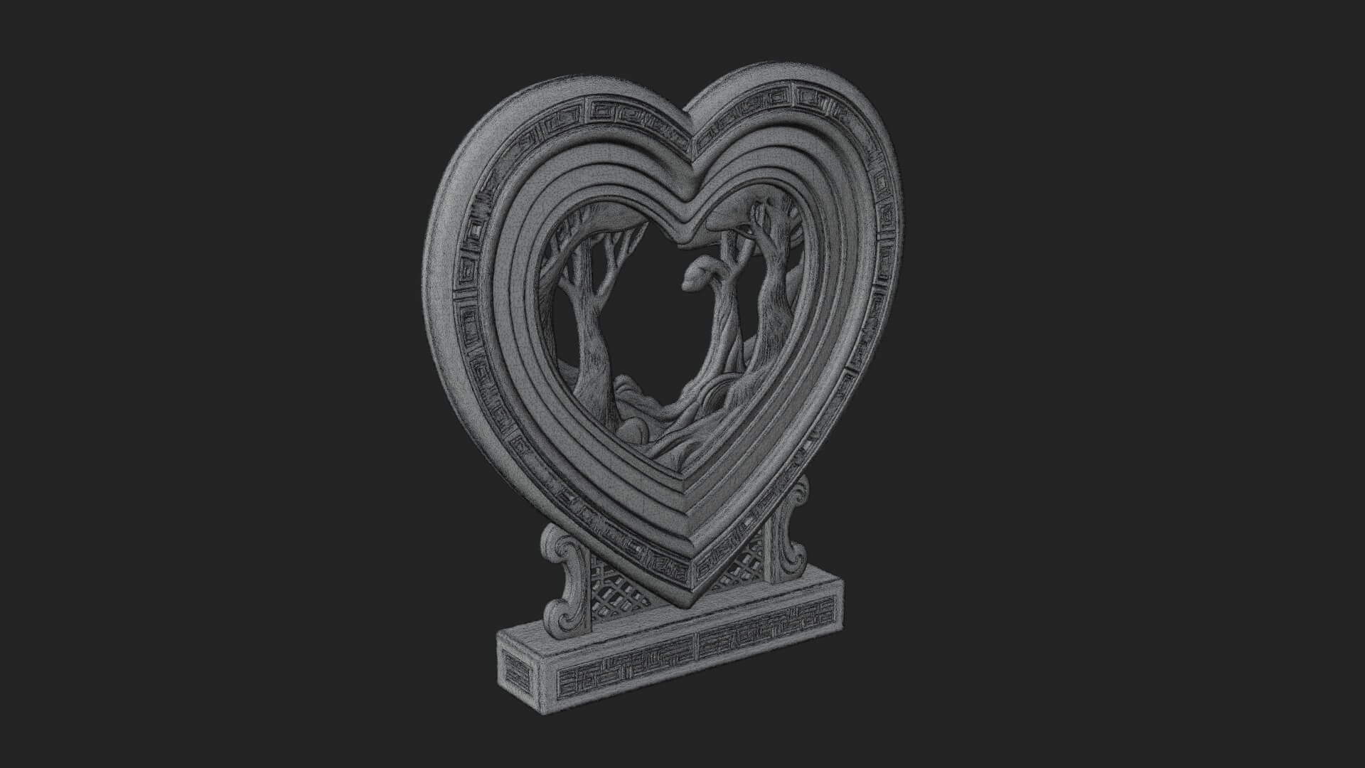 Ornate Framed Heart Plaque Design 192 3D Print Model 3D Model