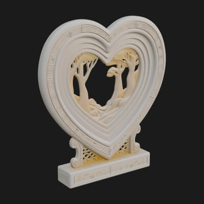Ornate Framed Heart Plaque Design 192 3D Print Model