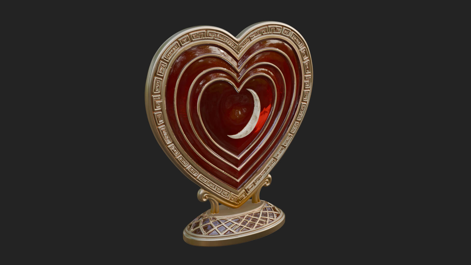 Ornate Framed Heart Plaque Design 193 3D Print Model 3D Model
