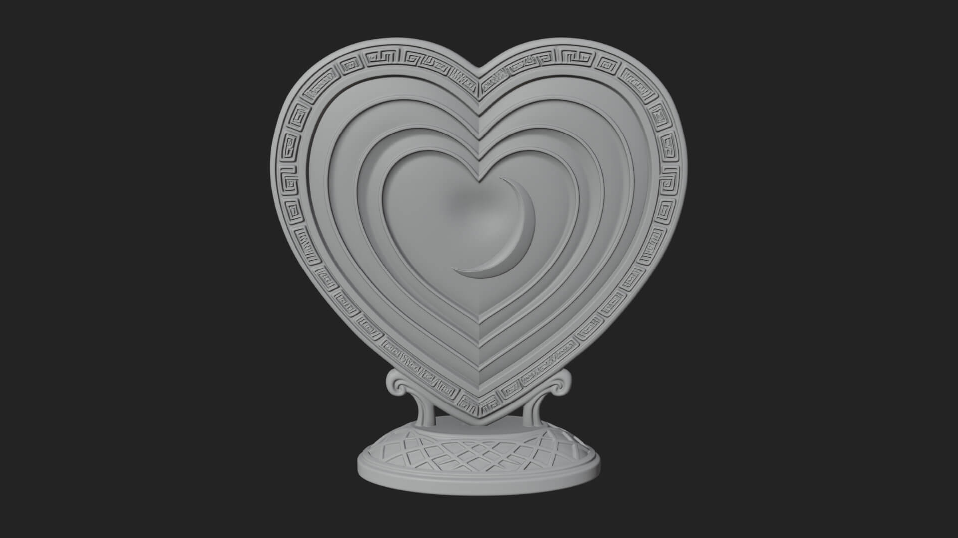 Ornate Framed Heart Plaque Design 193 3D Print Model 3D Model
