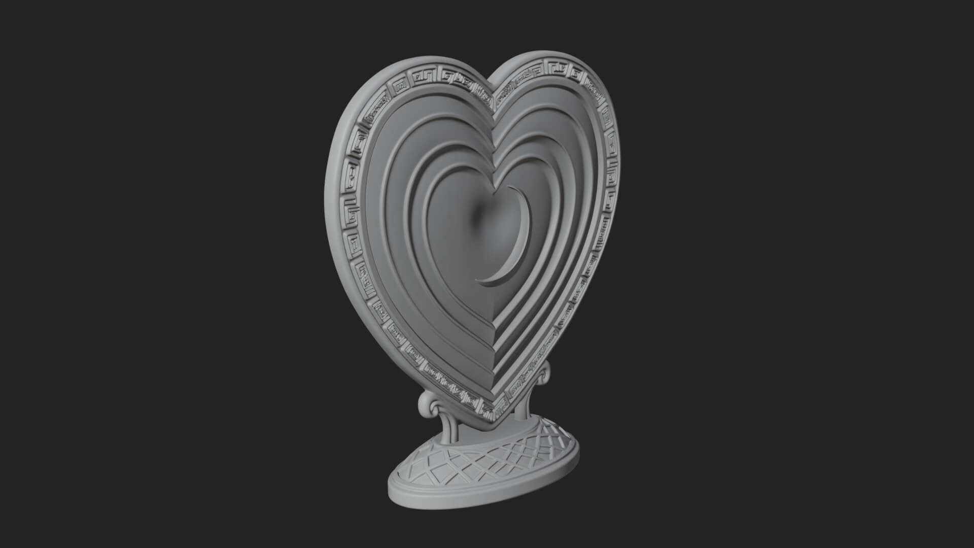 Ornate Framed Heart Plaque Design 193 3D Print Model 3D Model